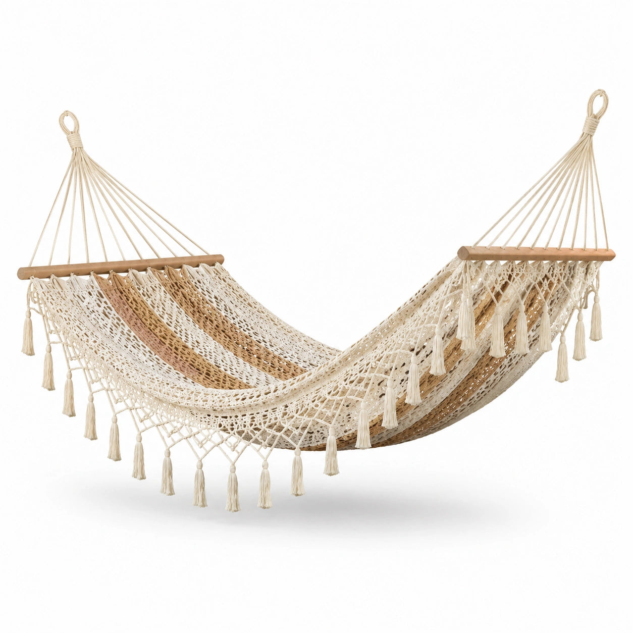 Amaca in cotone intrecciato con nappine Beige/Marrone