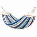 Amaca in Tessuto a Strisce Blu, Beige e Bianco 200x150 cm