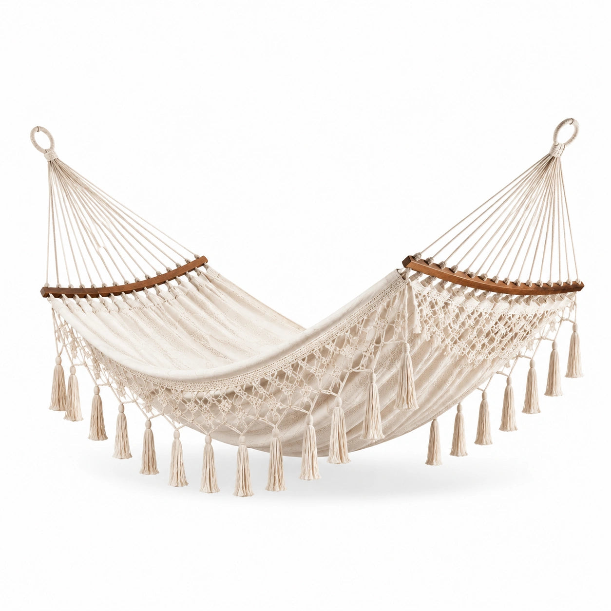 Amaca in Cotone Macramè con Frange Beige