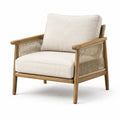Poltrona in legno teak con cuscini beige