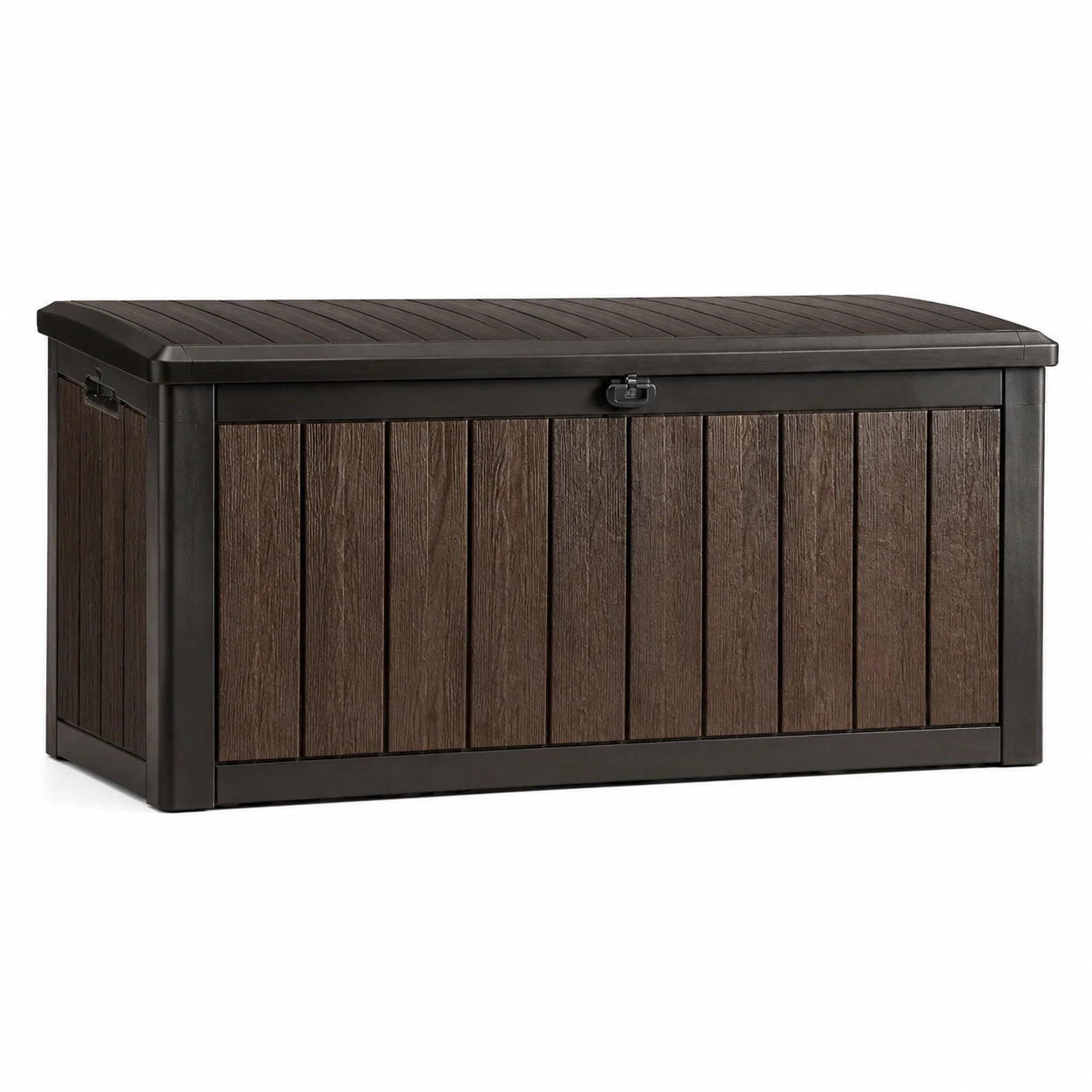 Baule da Giardino in Plastica Marrone e Nero 120x60x55 cm