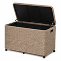 Cassapanca in Rattan Sintetico con Ruote Beige