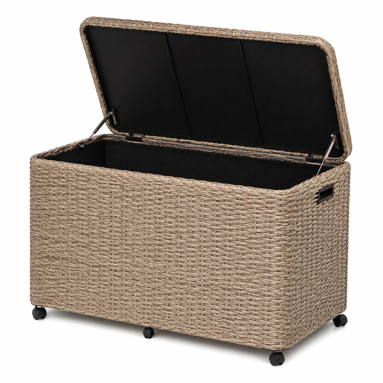 Cassapanca in Rattan Sintetico con Ruote Beige