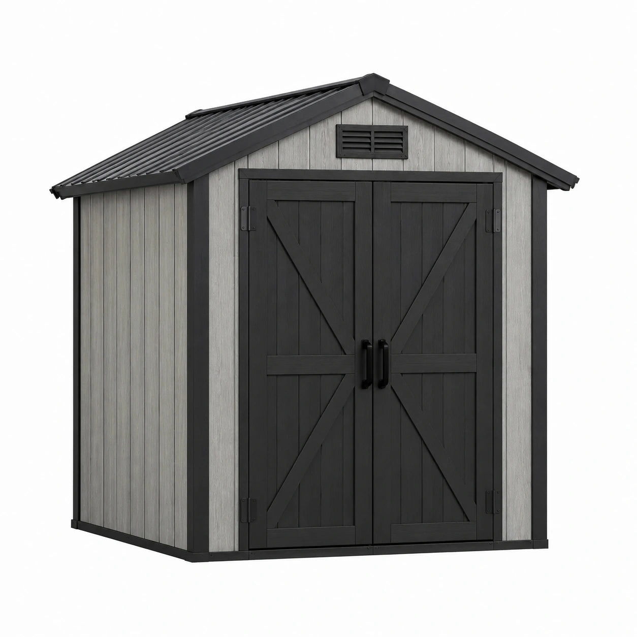 Casetta da giardino in resina 185x152x226 cm grigia e nera