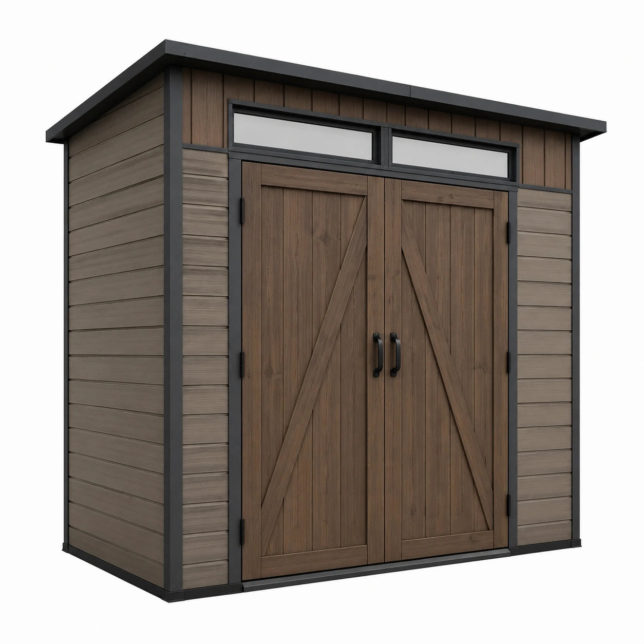 Capanno da giardino in legno e metallo 227x218x252 cm marrone
