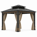 Gazebo in alluminio e acciaio con tende in poliestere 300 x 300 cm nero e beige