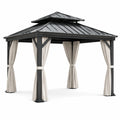 Gazebo in alluminio con tetto in acciaio e tende in poliestere