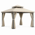 Gazebo da Giardino in Alluminio con Tenda in Poliestere Beige