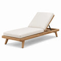 Lettino prendisole in legno teak con cuscino regolabile beige