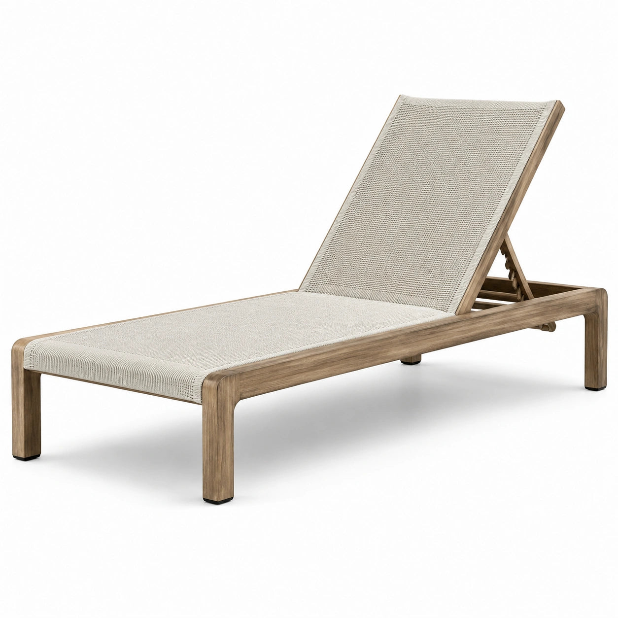 Lettino prendisole in legno e tessuto beige 200x65x35 cm