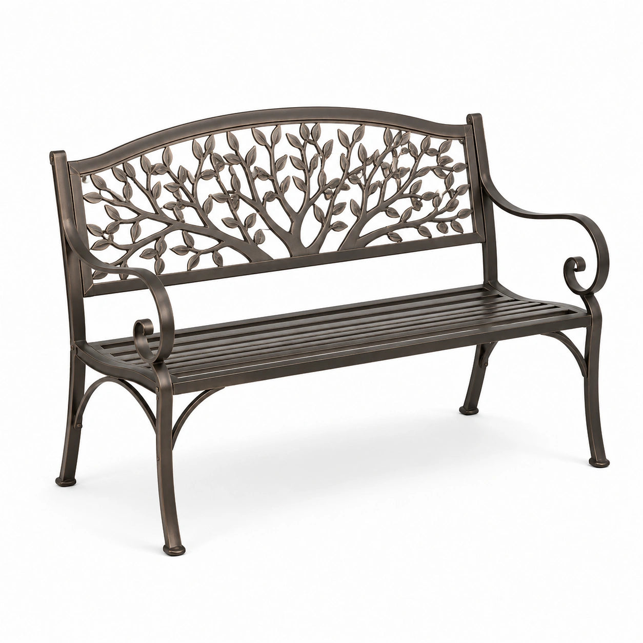 Panchina da giardino in alluminio lunghezza 127 cm marrone