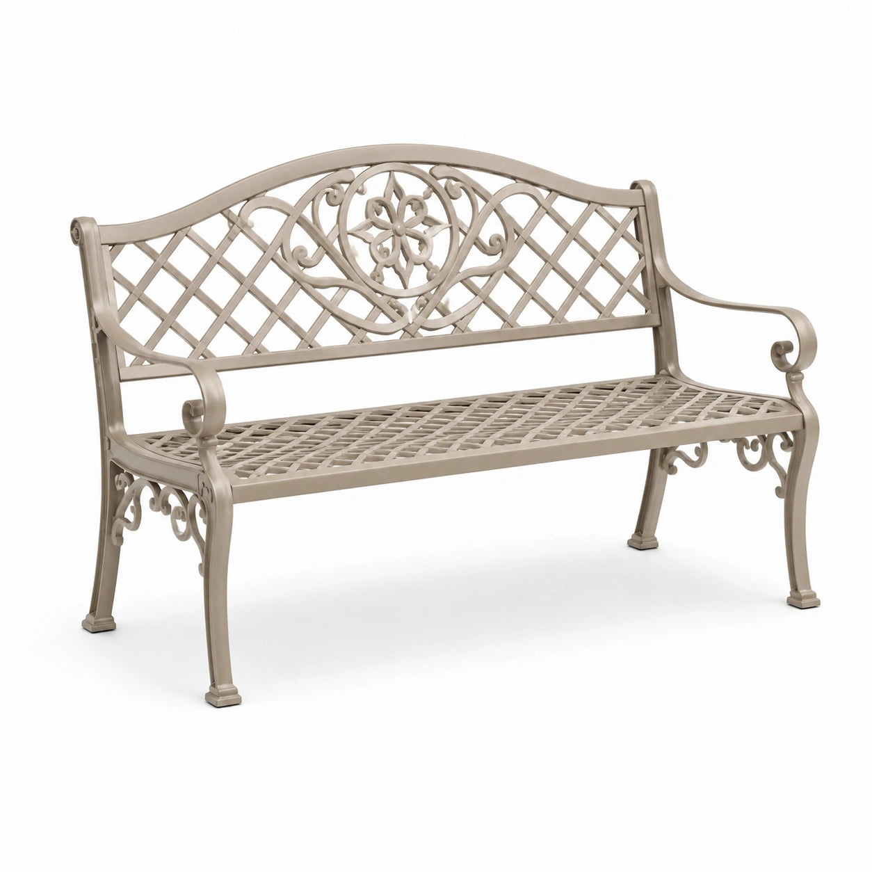 Panchina da giardino in metallo beige