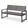 Panchina da giardino in legno composito e metallo grigio