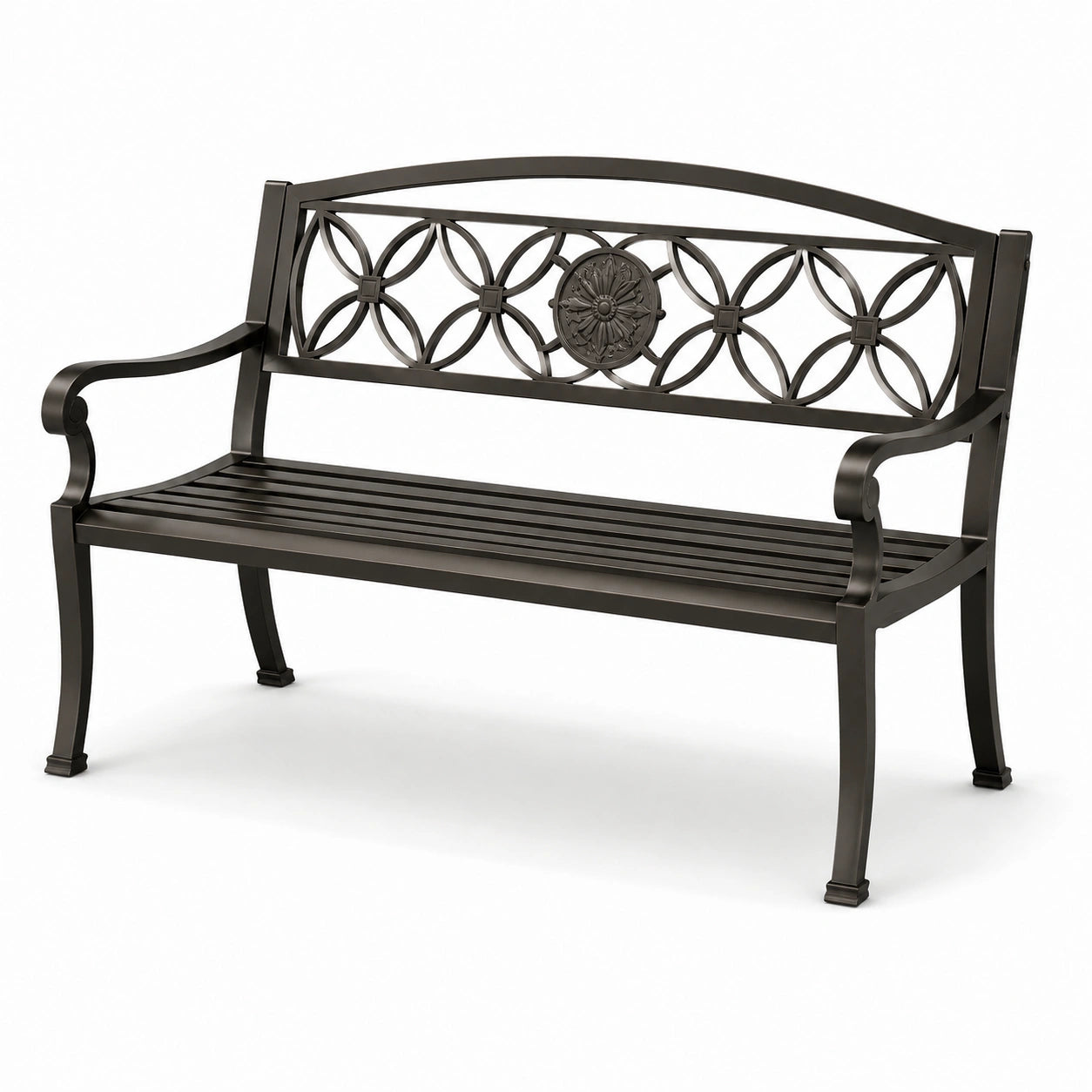 Panchina da esterno in metallo nero 120 cm